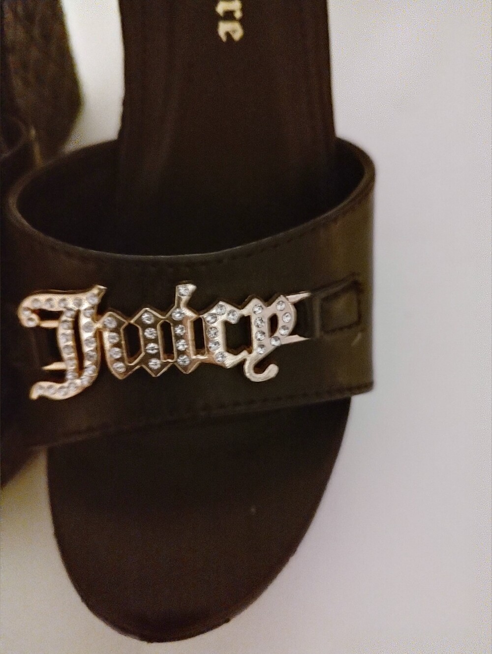 Juicy Couture Black Wedge Sandals with Ankle Strap - Picture 3 of 15